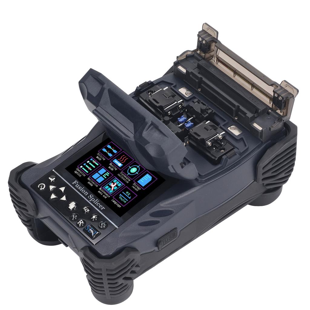 Optical Fiber Fusion Splicer 400X 3.5 Inch LCD Fiber Welding Splicing Machine for Pigtail Jumper Leather Wire 100‑240V