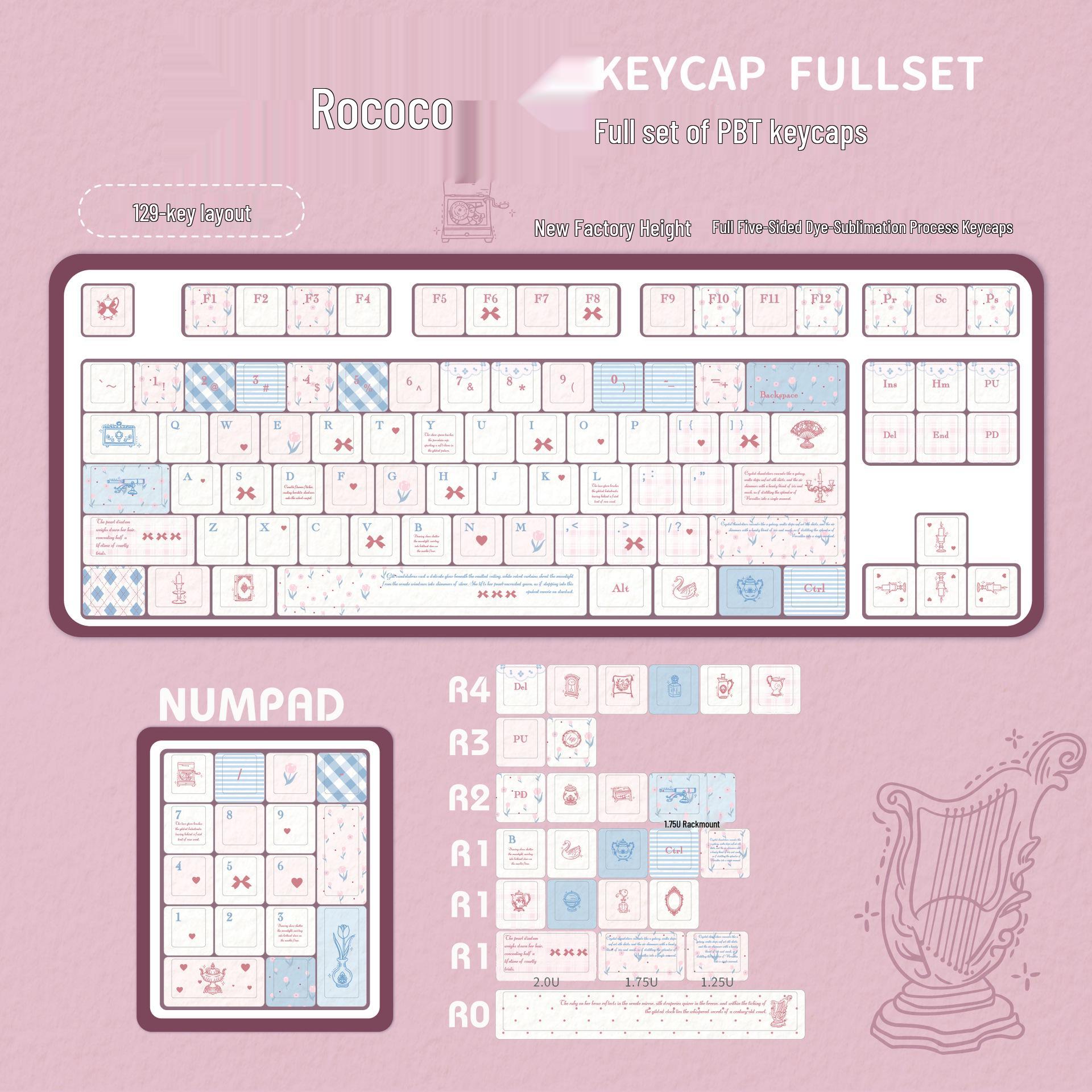 

Rococo Ins Style Magnetic Switch Keycaps (606168) - Keychron Wolf Tooth Mai Cong Compatible Dye-Sublimation Customization