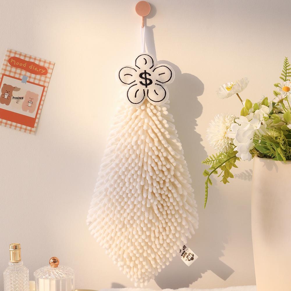 

Chenille Quick-Dry Cute Hanging Hand Towel - Absorbent & Thick for Kitchen or Bathroom Use 26*26 cm белый