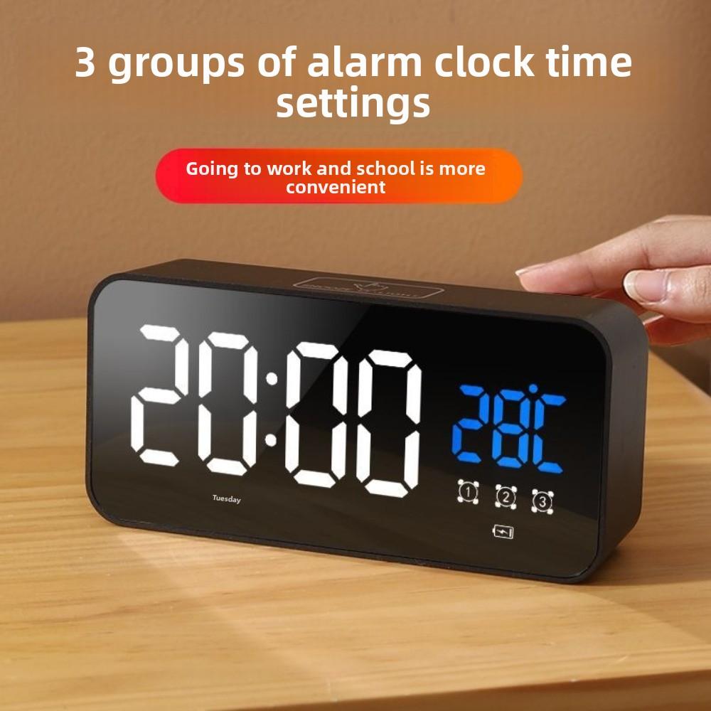 Rechargeable Battery Alarm Clock Voice Control LED Table Clock New Digital Alarm Clock Bedroom Use