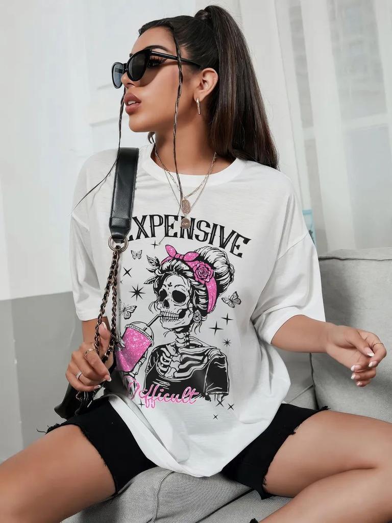 Oversized T-Shirt with Muertos Print