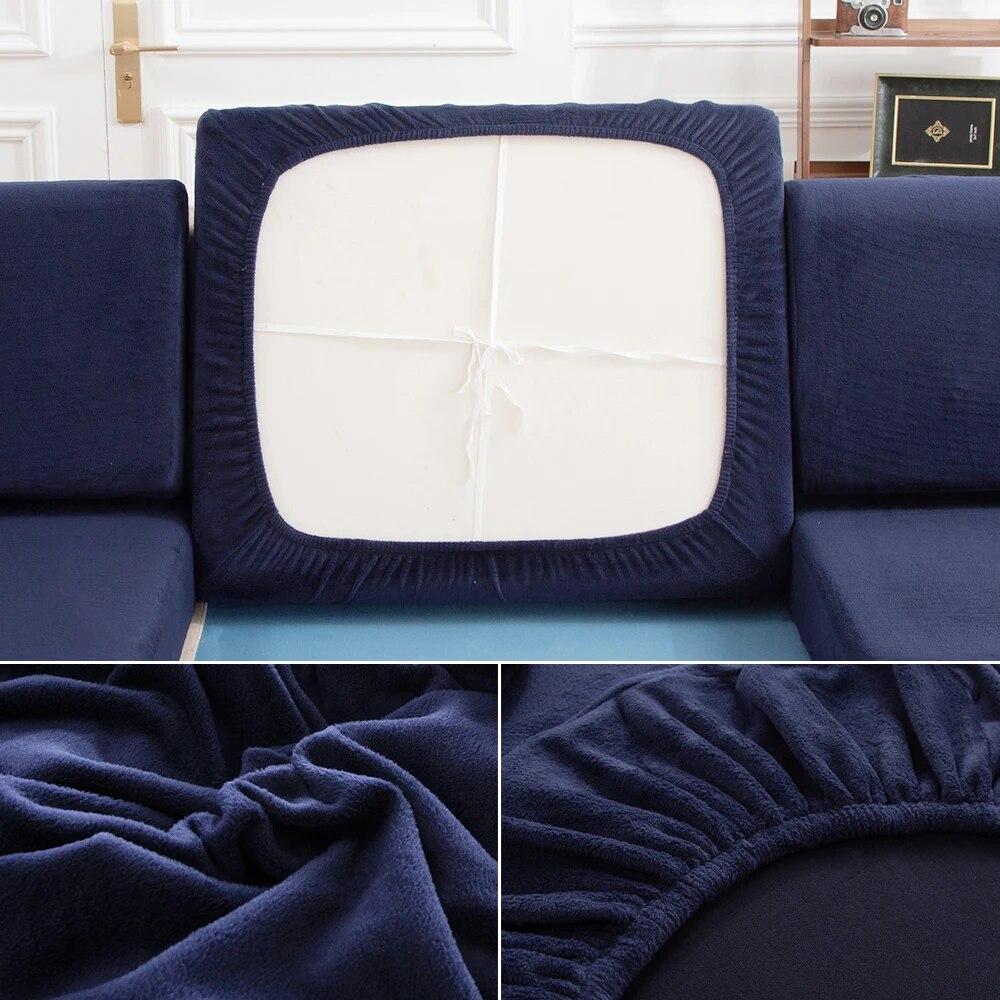 Plush Sofa Seat Cushion Cover Elastic Protector Covers Pets Kids Washable Removable Sofa Cushion Case for Furniture Protector