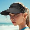 Long Brim Sun Hat for Women Breathable Open Top Sun Beach Cap UV Protective Hat with Adjustable Strap Foldable Visor Hat