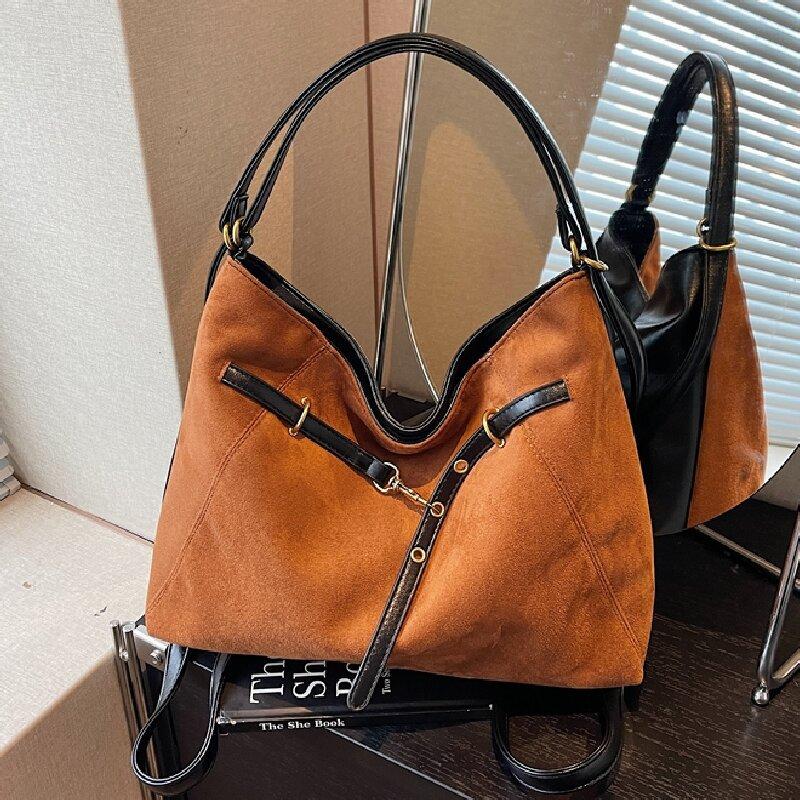 

Vintage women s tote bag large capacity shoulder messenger bag versatile commuter fashion backpack коричневый