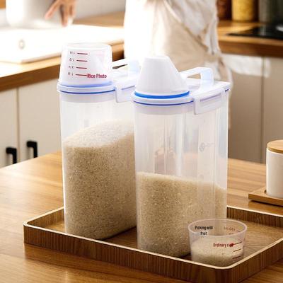 Japanese Insect-Proof Moisture-Sealed Rice Storage Jar - Transparent Plastic Grain Container