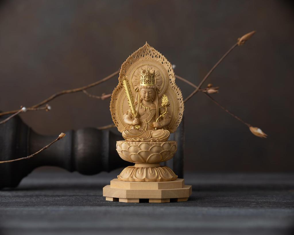 Miniature Buddha Kokuzo Bosatsu 11cm Buddha Wood Ornament Kokuzo Bosatsu (wood Boxwood, Gold-dust Finish) - Statue, Figure, Carving, (GSB