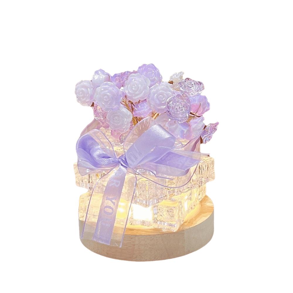 

Creative LED Ice Cube Night Light Handmade Simulated Flowers Light DIY Night Light Room Decoration фіолетовий