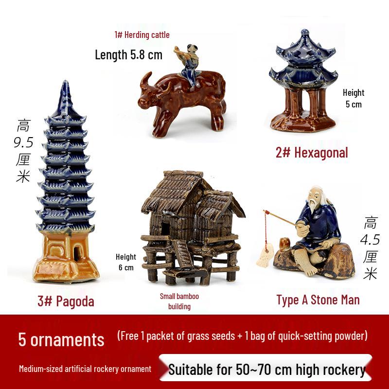 Rocalla de Piedra de Montaña Cerámica para Estanques de Peces, Decoraciones de Bonsái - Adornos de Paisaje para Patio.