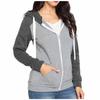 Women Zip Long Sleeve Sport Casual Slim Basic Zip Up Hooded Pocket Jacket Coat