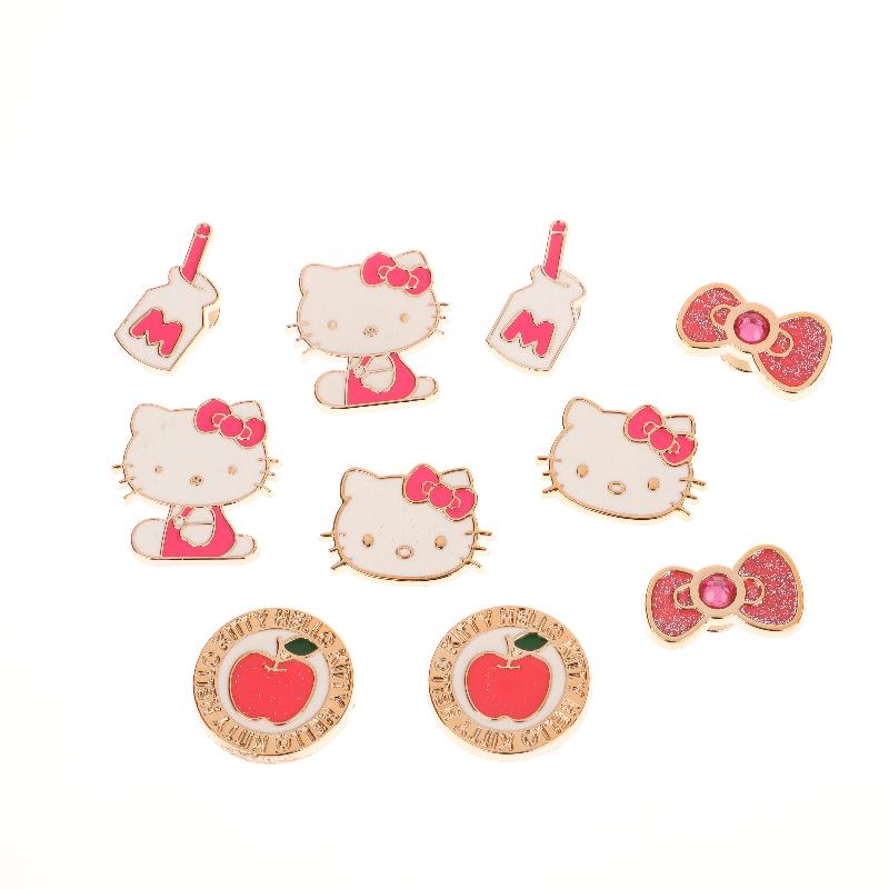10Pcs/Set Kawaii Hello Kitty Shoe Charm Cute Cartoon Kt Cat Shoes Decoration Diy Detachable Shoes Buckle Shoe Accessories Gifts