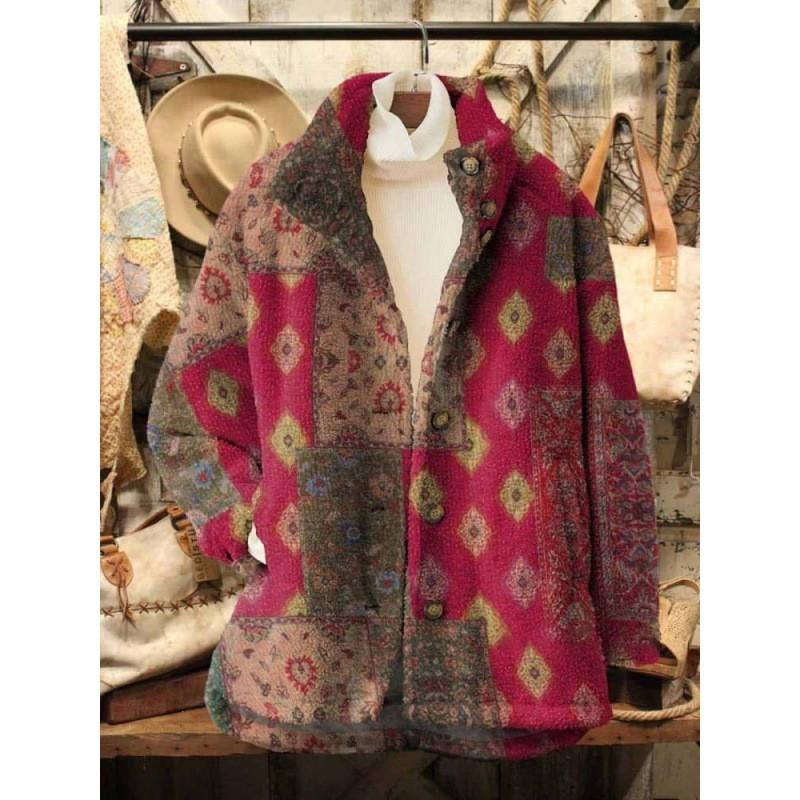Womens Stand-Up Collar Fleece Sweatshirt With 3D Digital Floral Print Casual Long Sleeve Top Fall 2025