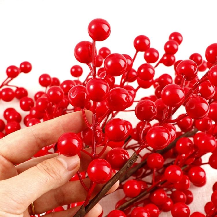 10Pcs/lot Artificial Berries Stems red Christmas Berries Branch Ornament for Holiday Home Decorations and Crafts
