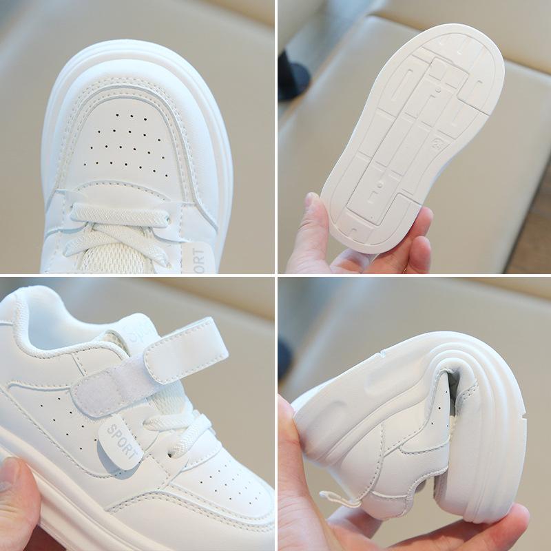 Spring and autumn new children's white sneakers, boys' sports shoes, lightweight girls' casual sneakers, soft-soled baby shoes