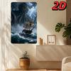 Giant Sea Monster Metal Wall Art  Stormy Nautical Scene Aluminum Decor Durable Home Accent