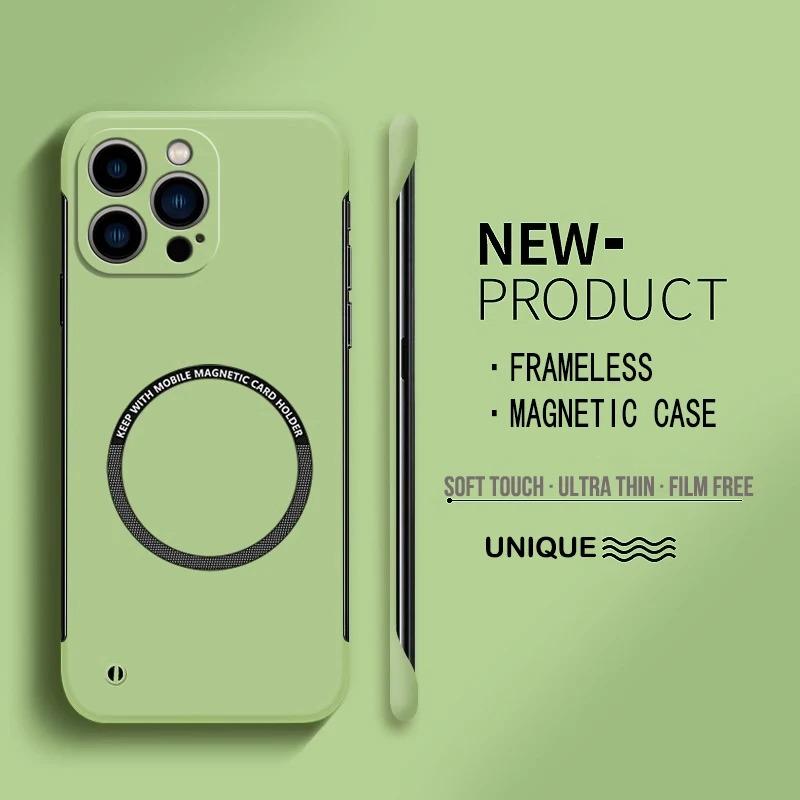 Coque de téléphone magnétique ultra fine rigide en PC sans cadre pour Magsafe iPhone 17 16 15 14 Pro Max 13 Mini Air 16e Couleur Mate Housse Unie