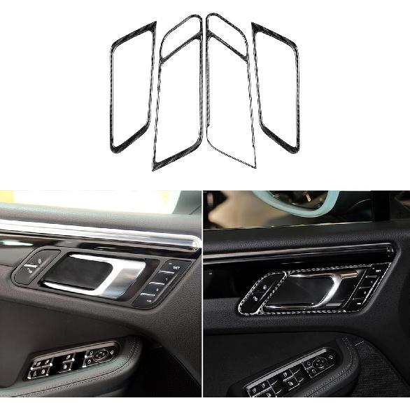 Real Premium Carbon Fiber Car Center Console Gear Shifter Electronic Handbrake Panel Cover Trim Soft Sticker Set Compatible with Porsche Macan
