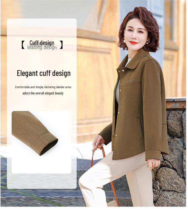 Stylish Double-Sided Wool Coat for Middle-Aged Women - Short, Trendy Spring & Autumn Wear