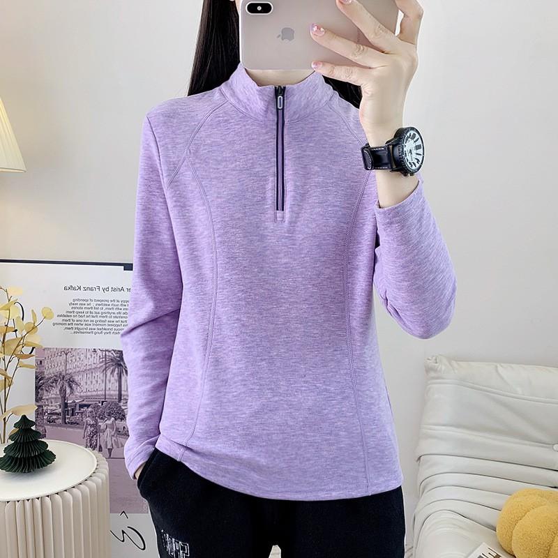 Womens Warm Fleece-Lined Quick-Dry Long Sleeve T-Shirt Hiking Trekking Outdoor Camping Fall Winter