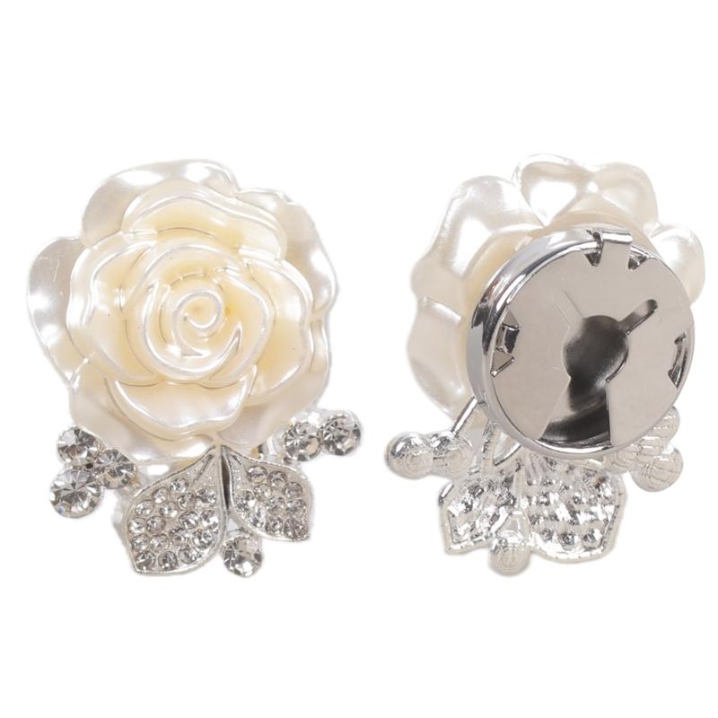 X6HE 2pcs Women's Shirt Button Cover, Floral Cufflinks With Sparkling Diamonds, Gold and Silver Cufflinks Shirt Button Cover