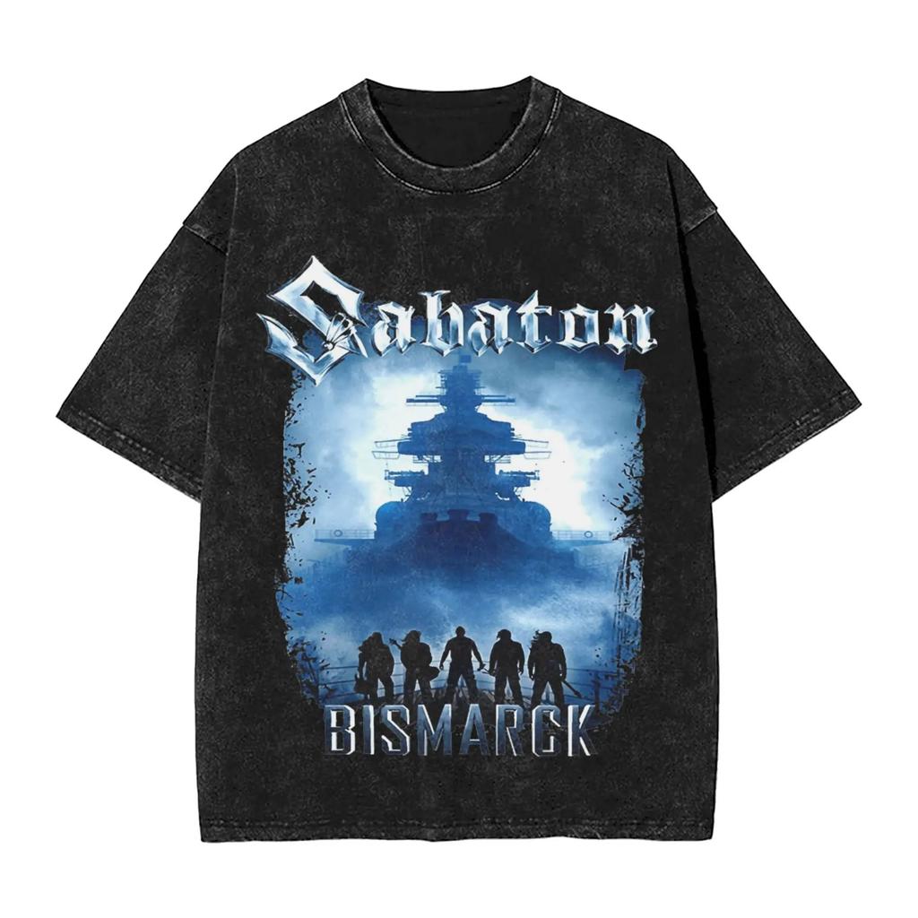 Swiss Fallon Bismarck Movie Rock Band Sabatoned TShirts for Fans Washed Style Tops Men Women Pure Cotton Oversized Tees Clothes