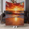 Vibrant Sunset Ocean Weighted Blanket - Soft Flannel Seascape Throw Suitable for Couch, Bed, Travel | Machine Washable Warm Bedspread with Fiery Sky &