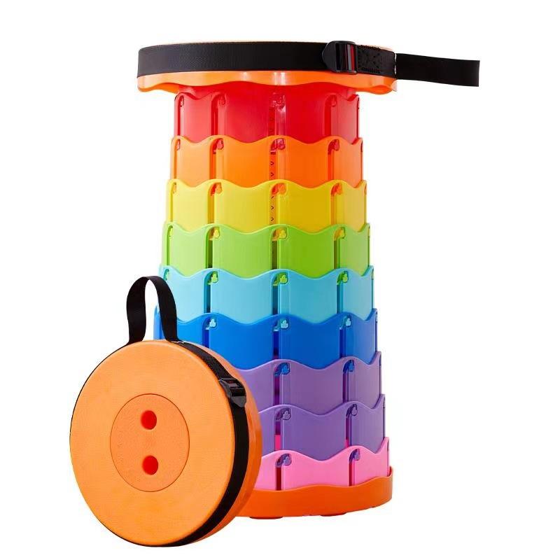 Portable Folding Telescopic Stool Lightweight Plastic Subway Queuing Chair and Outdoor Camping Fishing with Carry Bag