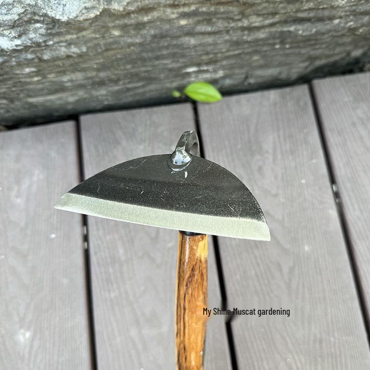 Kuzokichi All-Steel T-Hoe: Versatile Small Hoe for Weeding, Planting, and Gardening In Vegetables & Flowers - Half-Moon Japanese Garden Tool.