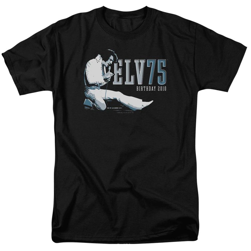 Elvis Presley - 75 Years Logo - Unisex Short Sleeve Children s T-shirt - Black 120