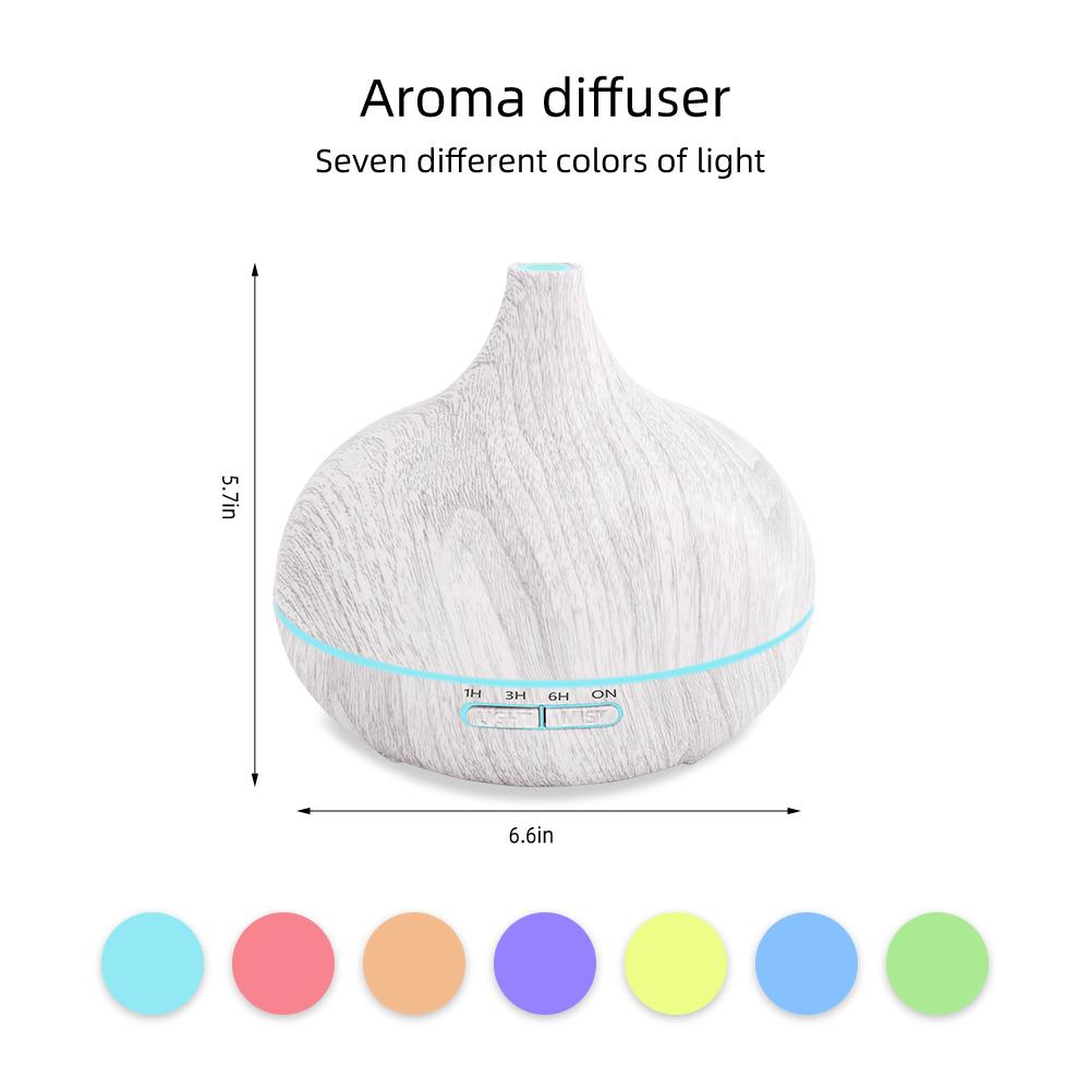 Diffuser For Home 550ml Wood Grain Ultrasonic Essential Oil Diffuser with Remote Control   6 Premium Oils Included  Smart Air Pu