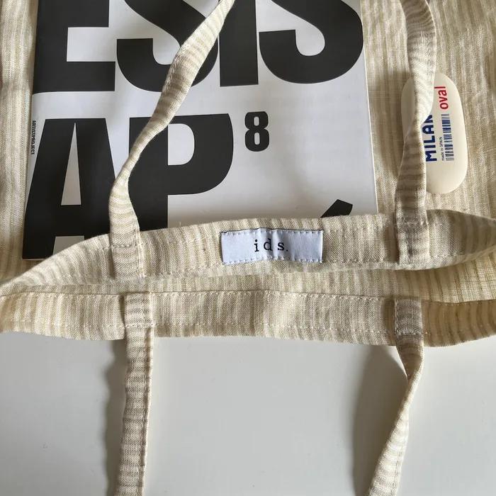 Linen beige striped mini bag