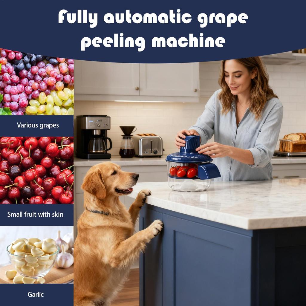 Rechargeable Fruit Peeler Automatic Electric Grape Peeler Machine Wireless Kitchen Skin Remover for Garlic Grape Potato Tomato