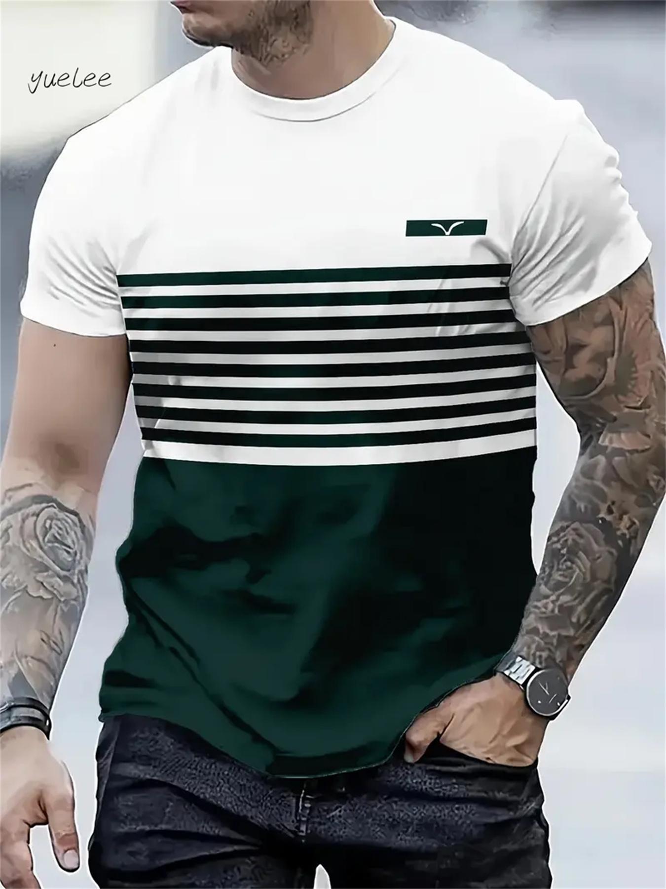 

Men s T-Shirt Fashion Simple 3D Striped Printed Short Sleeve T-Shirt Oversized Tops Summer Men s Daily Versatile Clothing 6XL