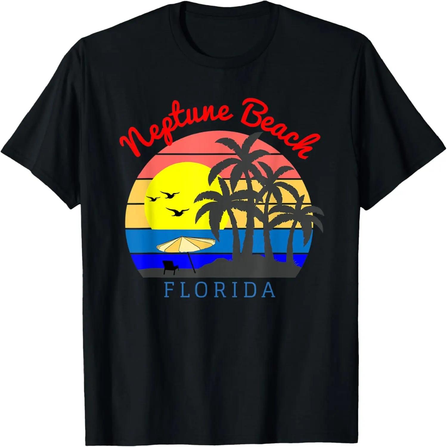 Neptune Beach, Florida - Vintage Retro Beach Sunset Souvenir T-Shirt S чёрный