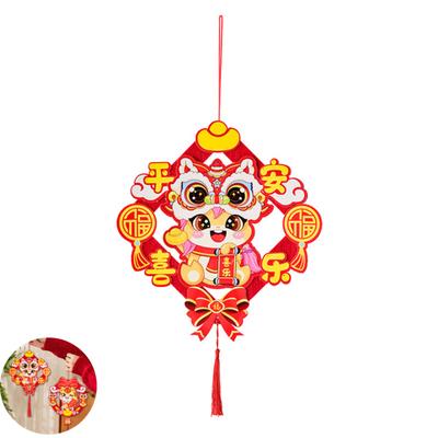 Hanging Ornament DIY Kit Good Luck Beauty Design New Year Decoration Five Blessings Textured Red Zodiac Sign
