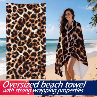Luxury Oversized Leopard Print Beach Towel Wrap Boho Bath Kimono Absorbent Resort Summer Home Decor