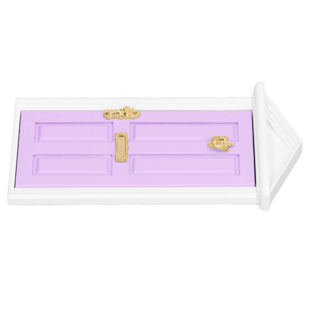 Mini Wooden Door Bright Color Vivid Details Smoother Edge Dollhouse Miniature Fairy Door for 1:12 Doll House GiftsLight Purple