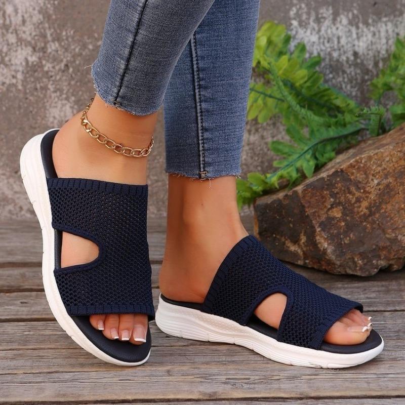 Women Thick Sole Mesh Hollow Breathable Wedge Mule Slides