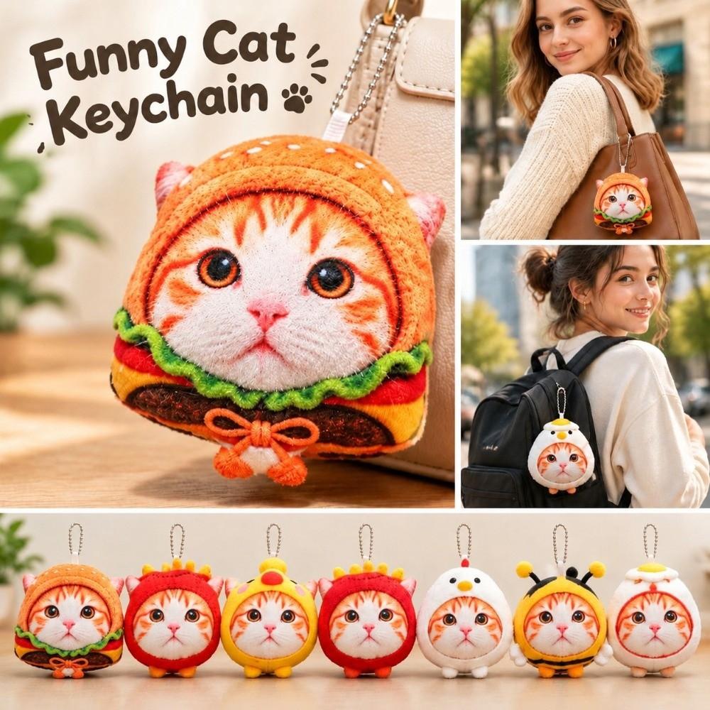 Food Style Kitten Pendant Plush Cartoon Cat Doll Gifts Keyring Pendant  Bag Hanging Ornament
