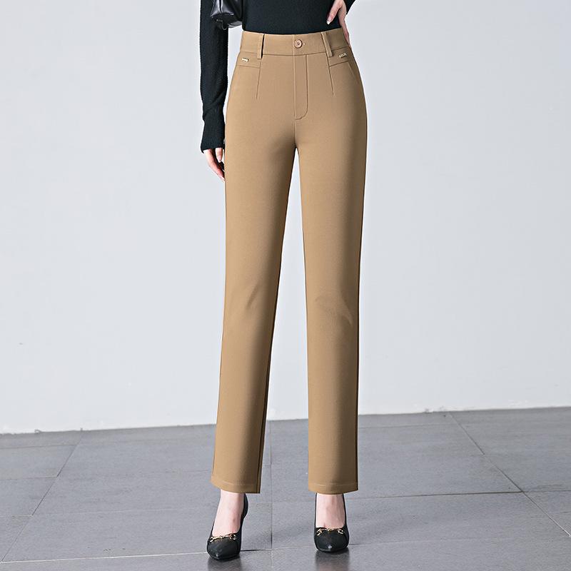 Saidel Women's Plus Size Straight-Leg Casual Pants - Slimming Baguette Style for Spring & Autumn 2025