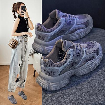 Korean Version of Spring New Dad Women's Shoes Ins Tide Lace-up Platform Student Sports and Leisure Street Auction 6860-1