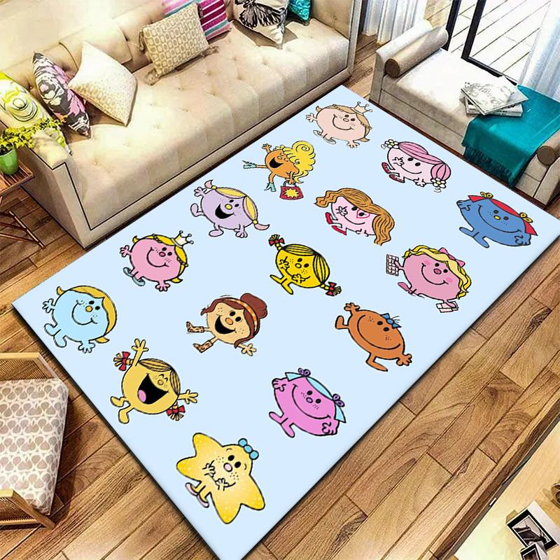 Sig. Tappeto Little Miss da Uomo per Soggiorno Camera da Letto Casa Decorazione Divano, Tappetino Antiscivolo per Giochi Bambini