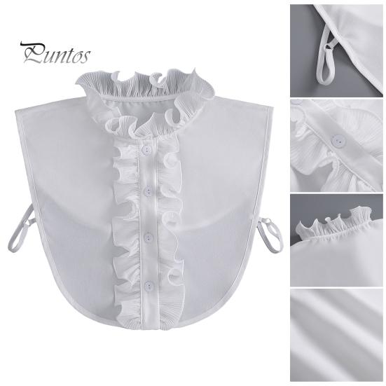 False Shirt Collar Fake Solid Color Lace Shirring Elegant Vintage Match Clothes Formal Lightweight Lady for Work