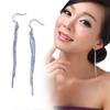 Women's Slim Tassel Hook Earrings Silver Plated Pendant Eardrop Wedding Jewelry