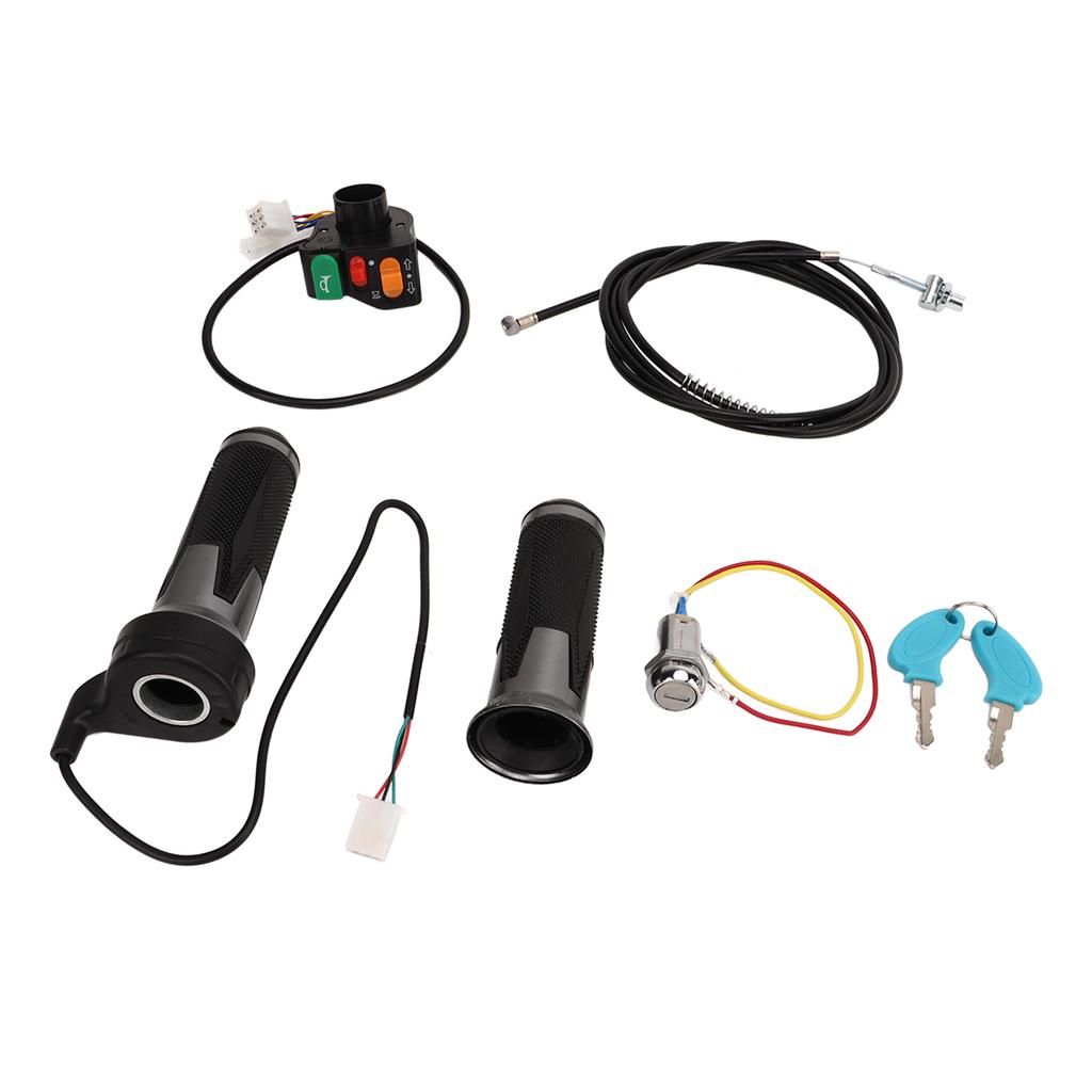 Bike Throttle Grip Kit Anti Slip Bike Drum Brake Line Ignition Switch Key Kit for Electric Bike Scooter Motor