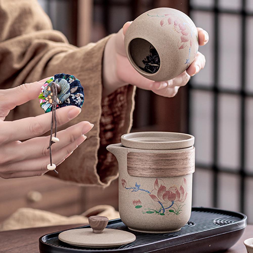 Handcrafted Ceramic Teapot Set Hand-made Vintage Elegant Teapot Tea Cup Set Office Desk Companion