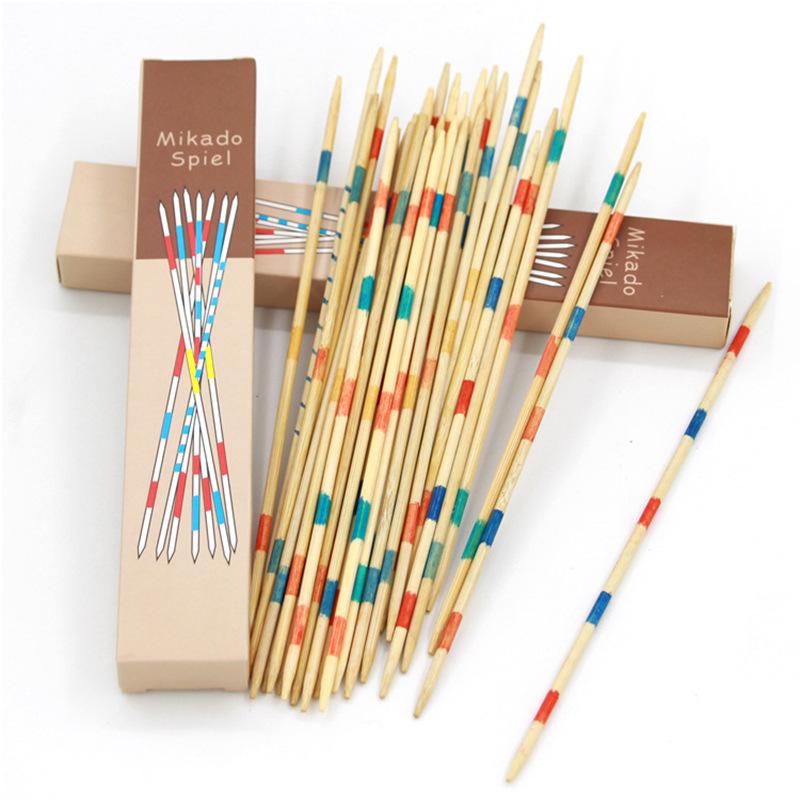 Nostalgic 80s Wooden Pick-Up Sticks: Classic Educational Tabletop Game for Parent-Child Fun.