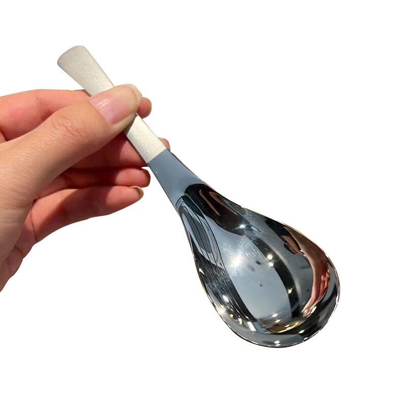 High value stainless steel spoon ins thickened Korean spoon student household spoon dessert spoon long handle round spoon