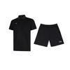 Plain Simple Fashion Comfortable Breathable Versatile Short Sleeve Polo Shirt Casual Sports Suit Unisex Suits Black APLV495-4+YKSV147-2