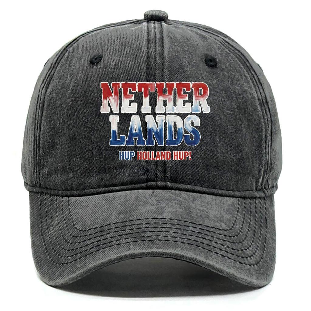 "NETHERLANDS" "HUP HOLLAND HUP" Flag Printed Baseball Hat , Adjustable Sun Hat Sporting Slouchy Lightweight Simple Dad Hat