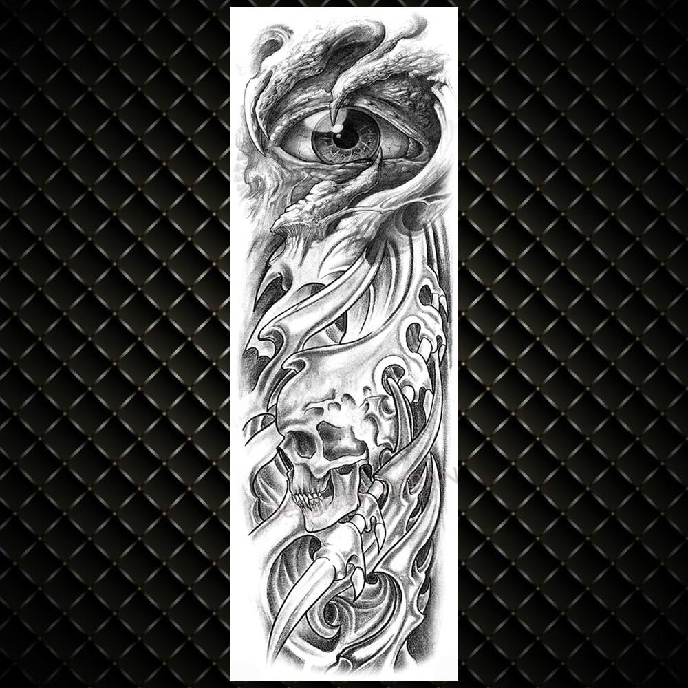YURAN Realistic Full Flower Arm Temporary Tattoos For Men Women Rose Evil Eye Fake Tattoo Sticker Water Tranfer Body Art Tatoos